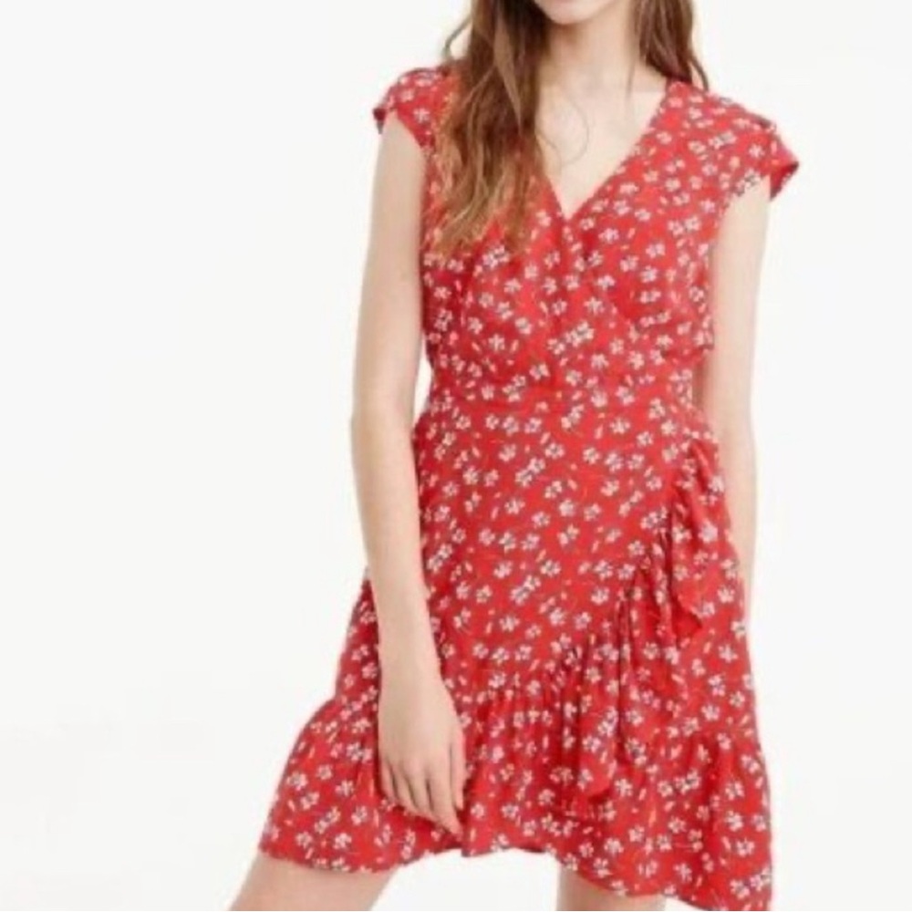 J. Crew Mercantile | EUC - Red Floral ruffle dress - Size 8